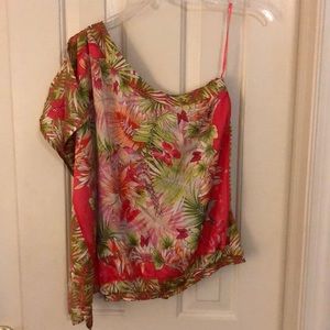Cache Off The Shoulder Tropical Print Blouse